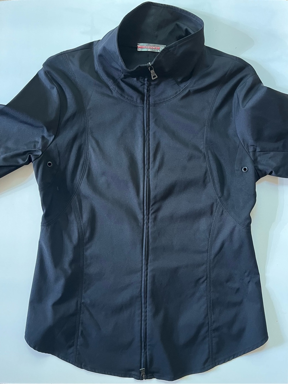 Prada Sport black nylon jacket with jersey gussets. Pristine condition. Size L